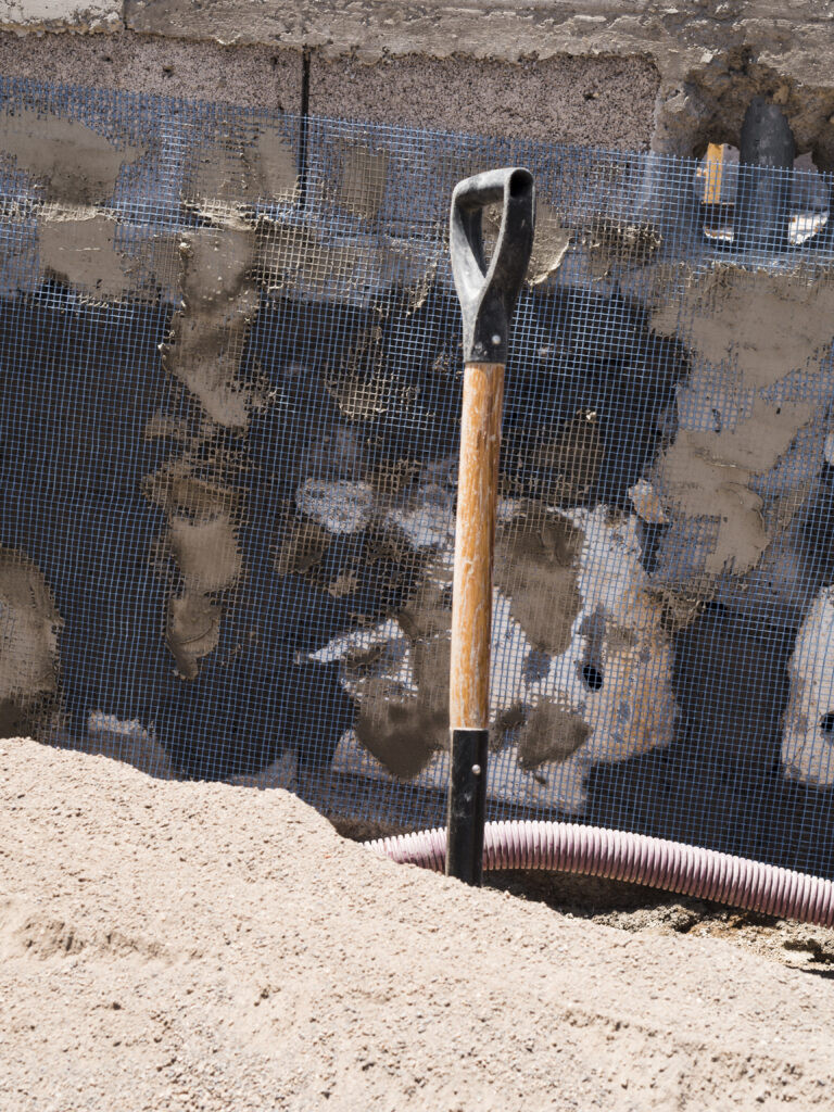 construction site with shovel handle